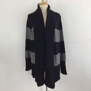 Caslon Wool/Cashmere blend black and grey stripe open front cardigan Size 2X